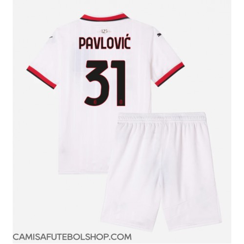 Camisa de time de futebol AC Milan Strahinja Pavlovic #31 Replicas 2º Equipamento Infantil 2024-25 Manga Curta (+ Calças curtas)